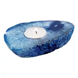 1000105161 Teelicht Platte Achat blau (gefärbt) | Schreier Edelsteine, Heilsteine & Schmuck