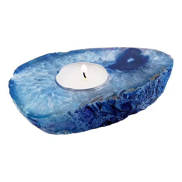 Tea light Slabs Agate blue (dyed) | wholesaler gems, healing stones & jewelry