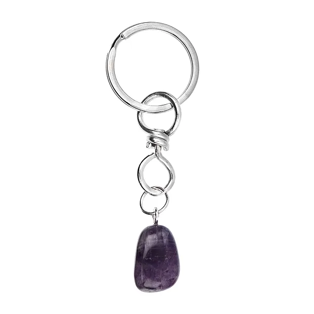 Schlüsselanhänger Trommelstein Amethyst, silberfarben | Marco Schreier