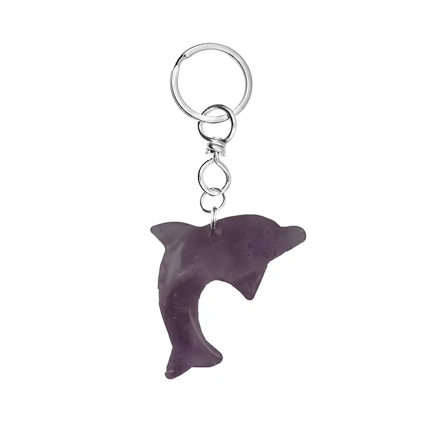 Schlüsselanhänger Delfin Amethyst | Großhändler Edelsteine, Heilsteine & Schmuck