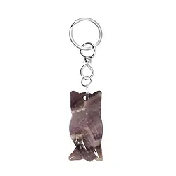 1001200623 Key Chain Owl Amethyst | wholesaler - gems, precious & healing stones, jewelry