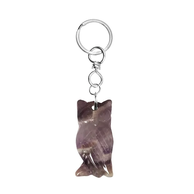 Llavero colgante búho amatista | piedras preciosas, piedras curativas y joyería