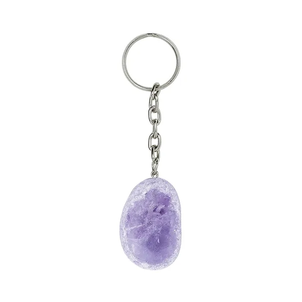 Key Chain Amethyst window pebble | wholesaler gems, healing stones & jewelry