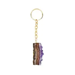 1001200636 Key Chain Amethyst segment, galvanic setting | wholesaler gems & healing stones
