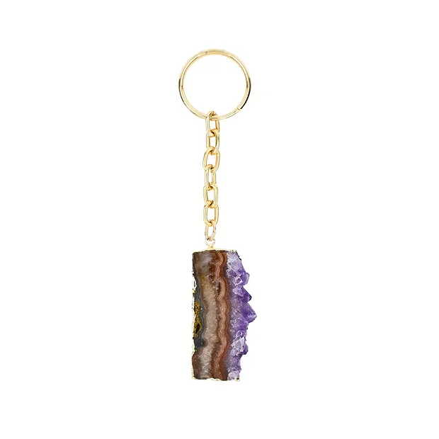 Schlüsselanhänger Amethyst Segment, galvanische Fassung | Marco Schreier