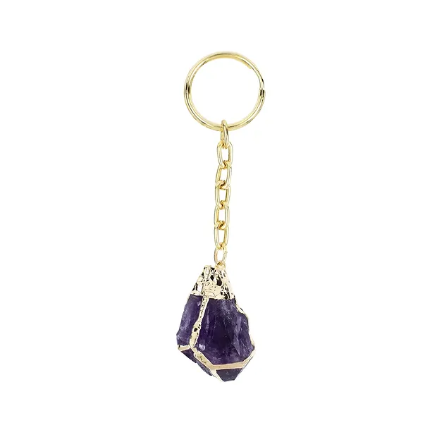 Key Chain Amethyst crystal, galvanic setting | wholesaler gems & healing stones