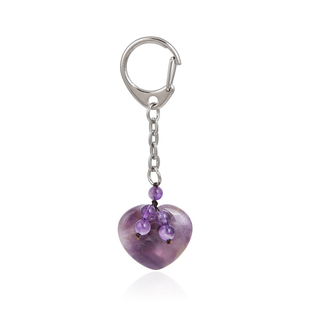 Schlüsselanhänger Herz Amethyst mit Kugeln | GH Edelsteine, Heilsteine & Schmuck
