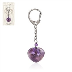 1001200663 Schlüsselanhänger Herz Amethyst mit Kugeln | GH Edelsteine, Heilsteine & Schmuck