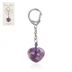 1001200663 Schlüsselanhänger Herz Amethyst mit Kugeln | GH Edelsteine, Heilsteine & Schmuck