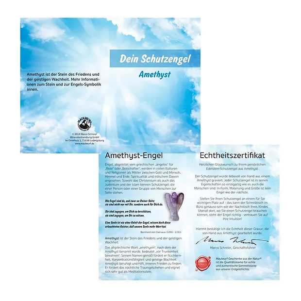 Guardian Angel Amethyst, 03.5cm (mini), in pouch with insert | Marco Schreier