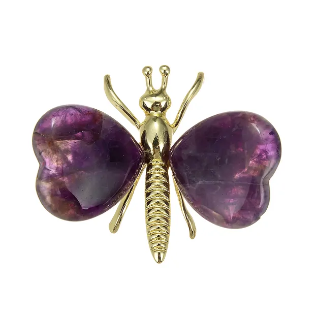 Engraving butterfly, amethyst, 5.5 x 4.3 cm | wholesaler gems & healing stones