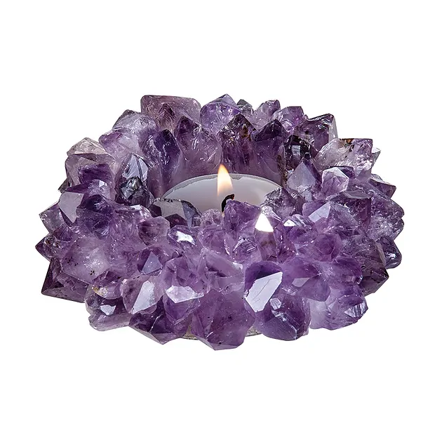 Amethyst "Sun" tea light | wholesaler - gems, precious & healing stones, jewelry