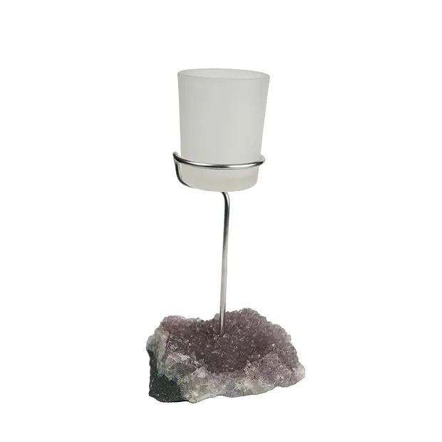 Teelicht Amethyst mit Glas und Metallständer | Edelsteine, Heilsteine & Schmuck