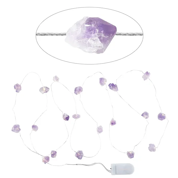 Crystal lighting string amethyst | wholesaler gems, healing stones & jewelry