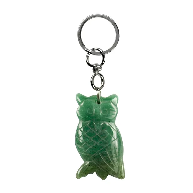 Key Chain Owl Aventurine | wholesaler - gems, precious & healing stones, jewelry