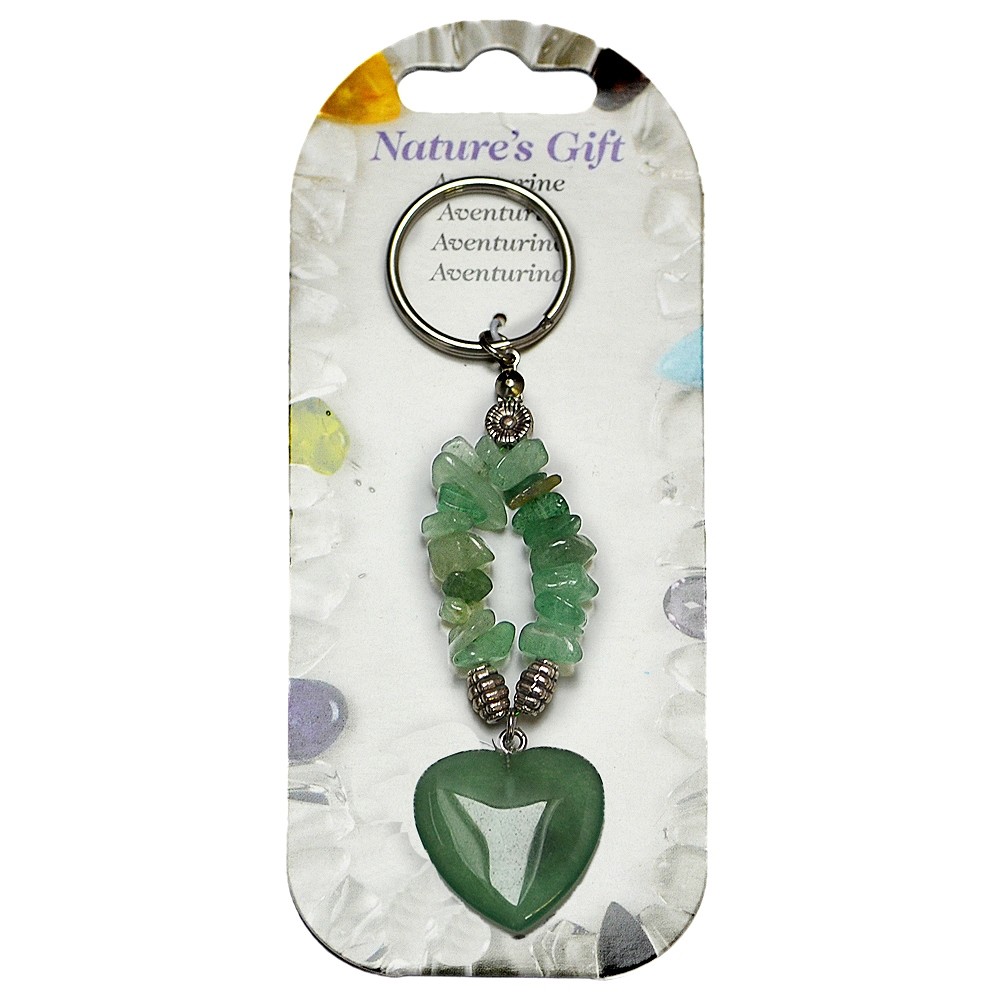 Key Chain, heart, aventurine, approx. 09cm, for floor stand | Marco Schreier