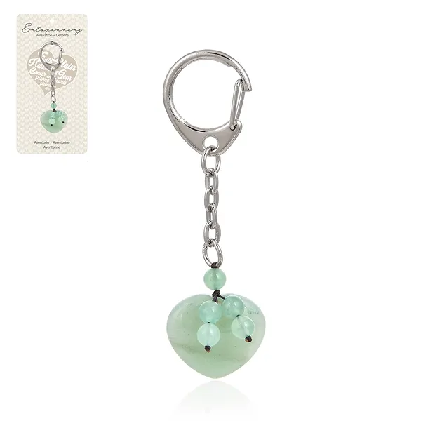 Key Chain Heart Aventurine with Beads | wholesale gems, healing stones & jewelry