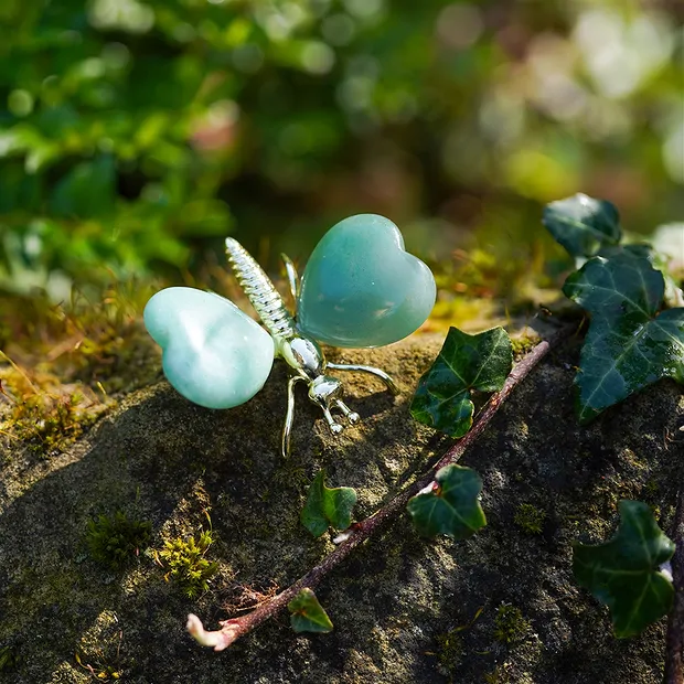 Papillon gravé, Aventurine, 5,5 x 4,3cm | Marco Schreier