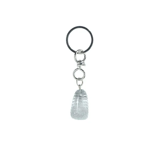 Key Chain Rock Crystal Tumbled Stone | wholesaler gems, healing stones & jewelry