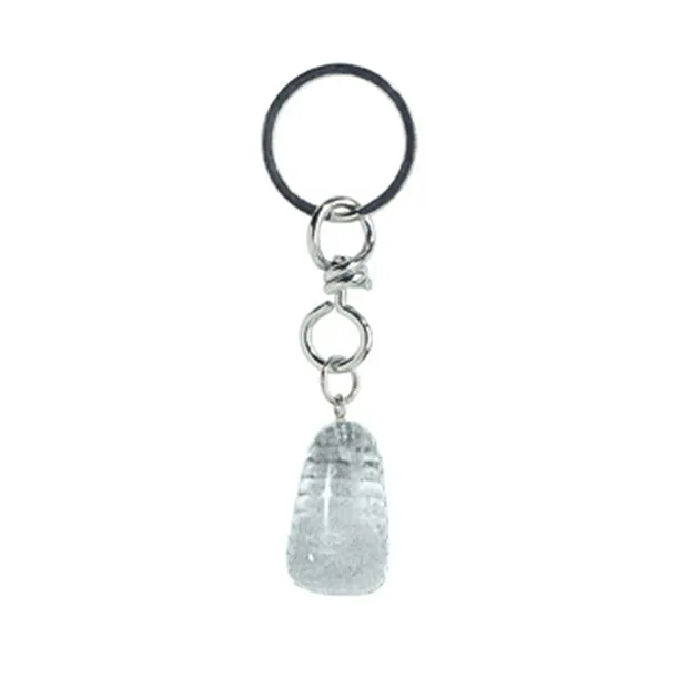 Key Chain Rock Crystal Tumbled Stone | wholesaler gems, healing stones & jewelry