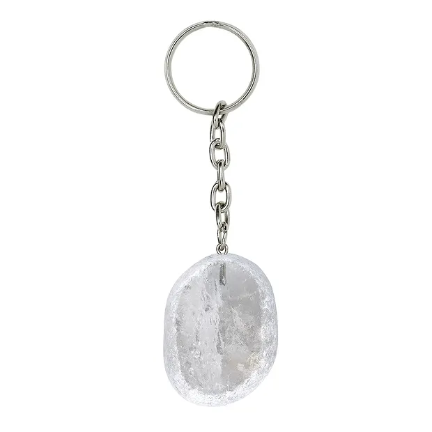 Key Chain Rock Crystal Window Pebble | wholesaler gems, healing stones & jewelry