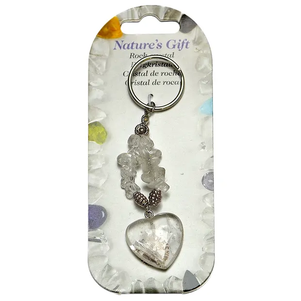 Key Chain, Heart, Rock Crystal | minerals trade - gems, healing stones & jewelry
