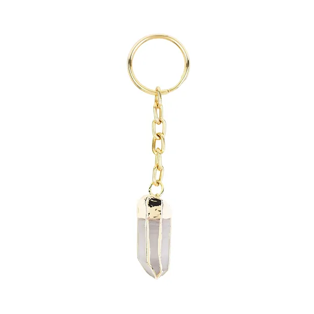 Key Chain Point Rock Crystal galvanic setting | wholesaler gems & healing stones