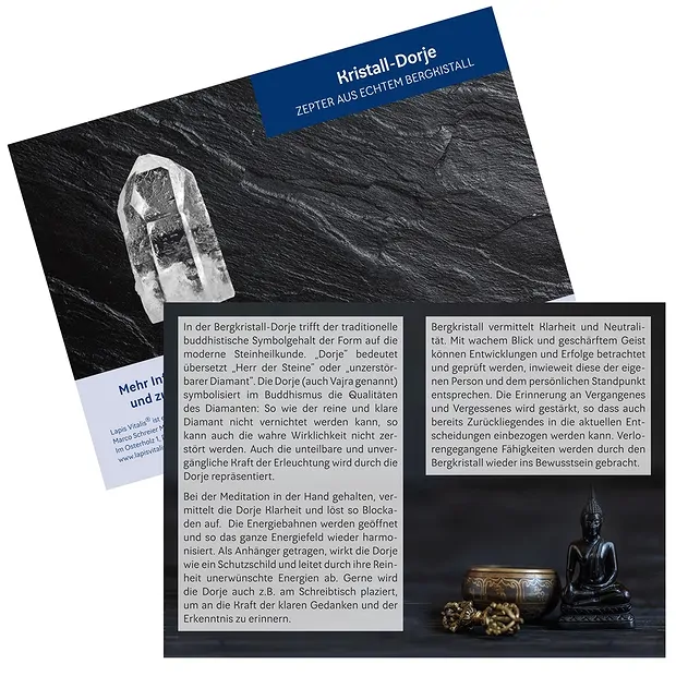 Dorje (Vajra), Rock Crystal 4,2cm with insert in pouch | Marco Schreier