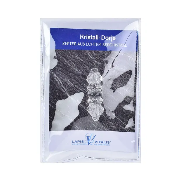 Dorje (Vajra), Rock Crystal 4,2cm with insert in pouch | Marco Schreier