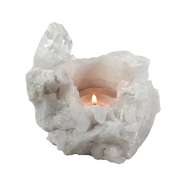 Rock Crystal tea light, rough | minerals trade - gems, healing stones & jewelry