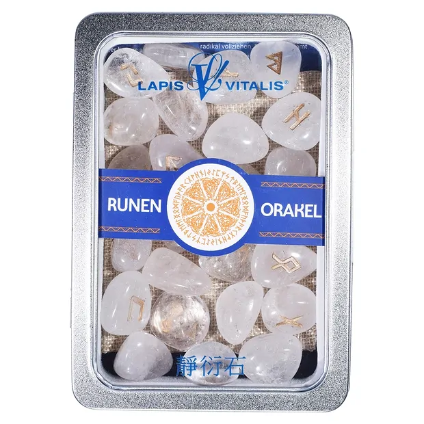 Runenorakel Bergkristall in Dose | Großhändler Edelsteine, Heilsteine & Schmuck