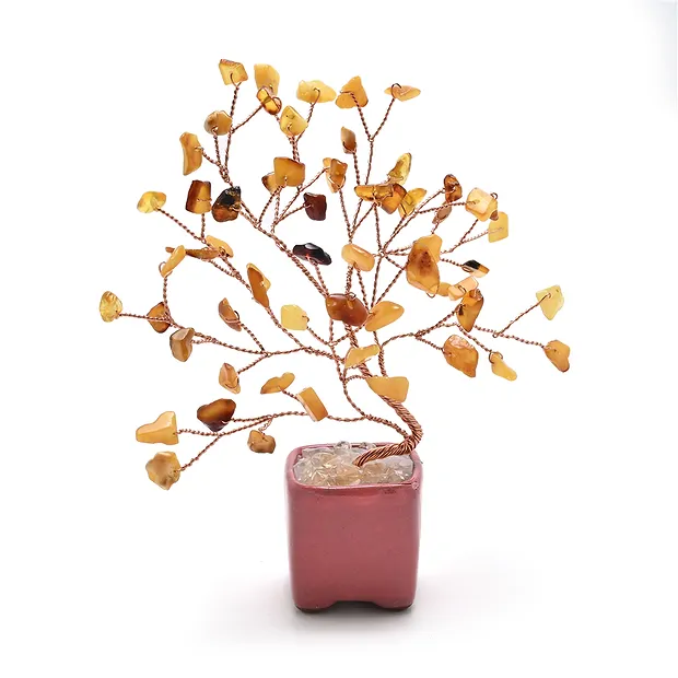 Geldbaum Bernstein mit eckigem Topf, 9,0cm | Edelsteine, Heilsteine & Schmuck