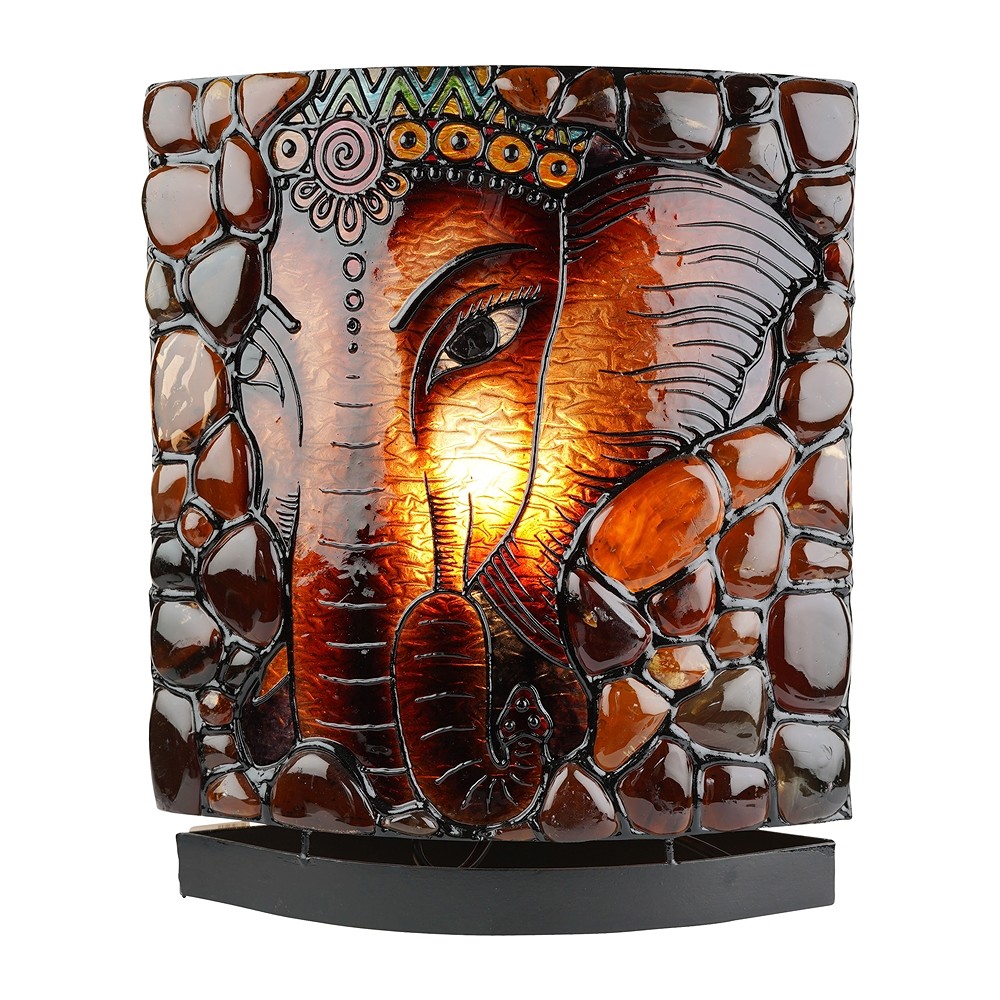 Bernsteinlampe Oval, Elefant / Yin Yang, 30cm | Edelsteine, Heilsteine & Schmuck