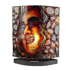1003605050 Oval amber lamp, Laughing Buddha / Yin Yang, 30 cm | Marco Schreier