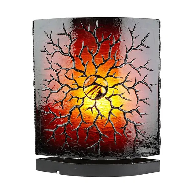 Lampada ambra ovale, pietra/farfalla, 30 cm | grossista gemme e pietre curative