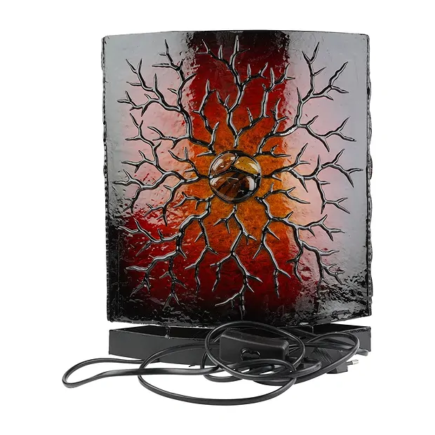 Lampada ambra ovale, pietra/farfalla, 30 cm | grossista gemme e pietre curative