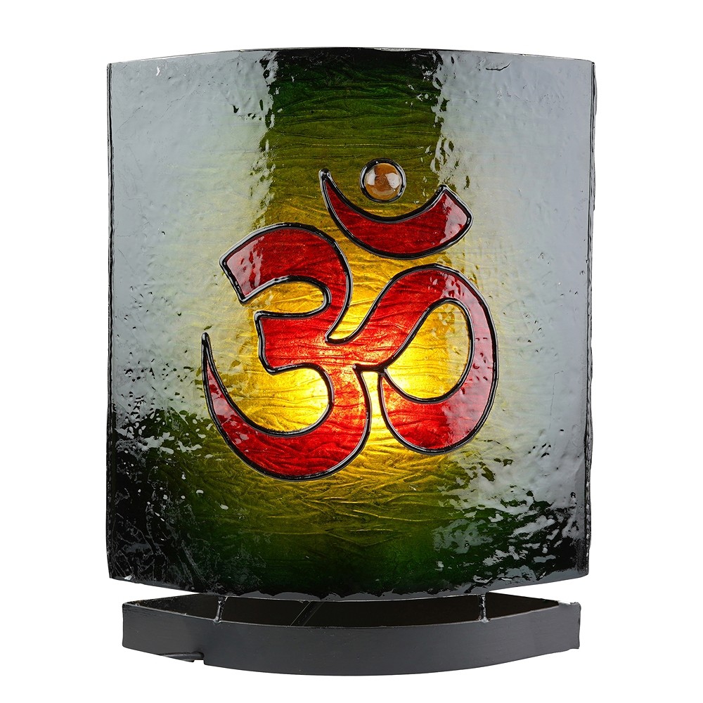 Lampe d'ambre ovale, Bouddha / OM vert, 30cm  | Marco Schreier