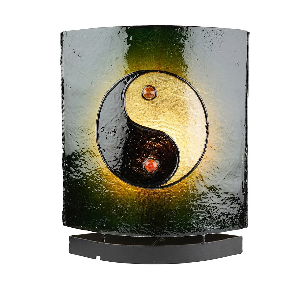 Lampe d'ambre ovale, Buddha / Yin Yang, vert, 30cm | Marco Schreier