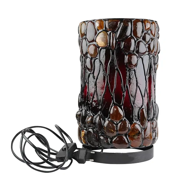 Bernsteinlampe Rund, rot, 30cm | Großhändler Edelsteine, Heilsteine & Schmuck