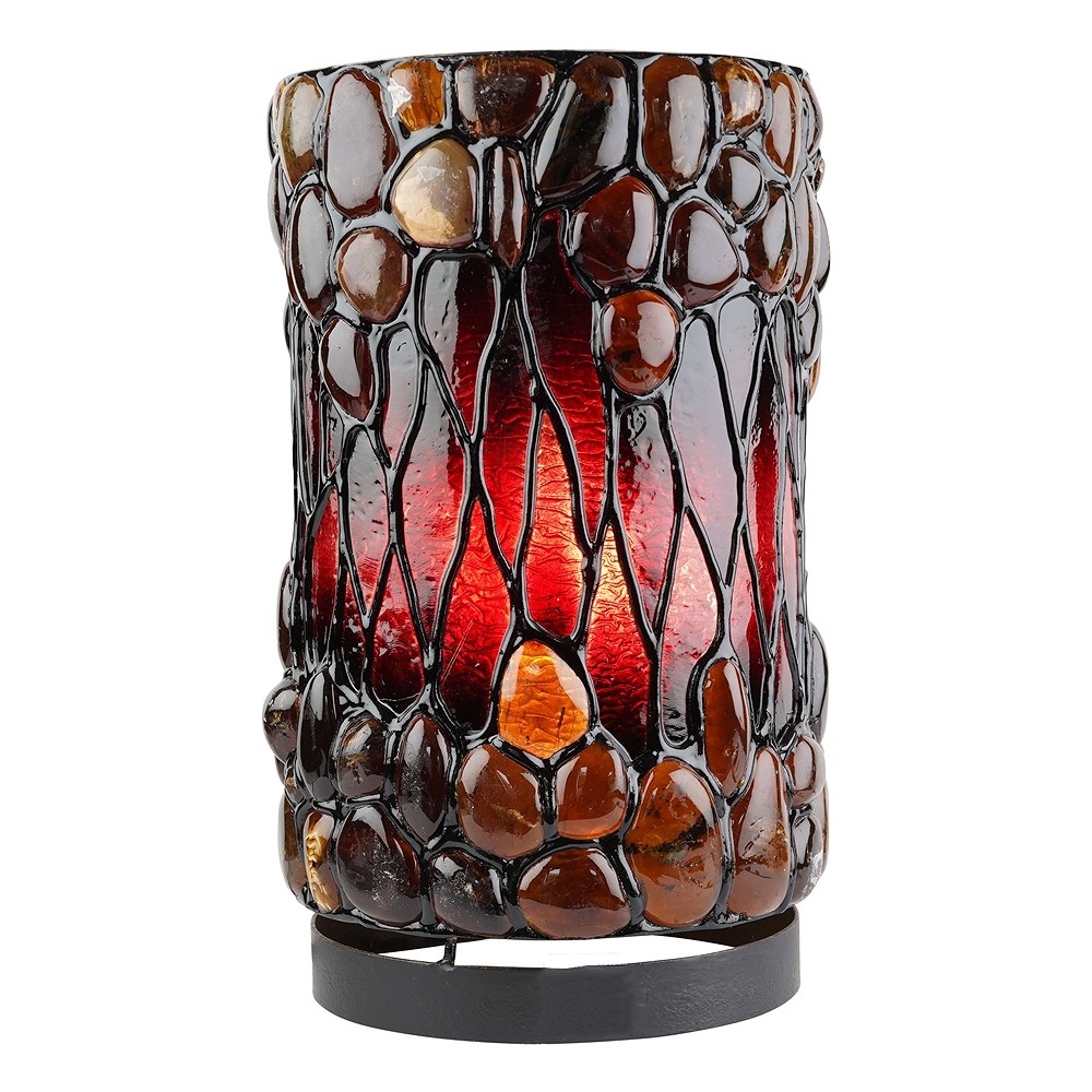 Bernsteinlampe Rund, rot, 30cm | Großhändler Edelsteine, Heilsteine & Schmuck