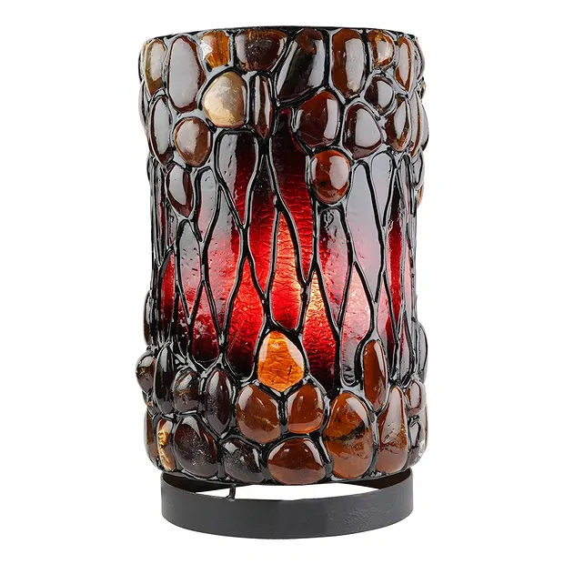 Bernsteinlampe Rund, rot, 30cm | Großhändler Edelsteine, Heilsteine & Schmuck
