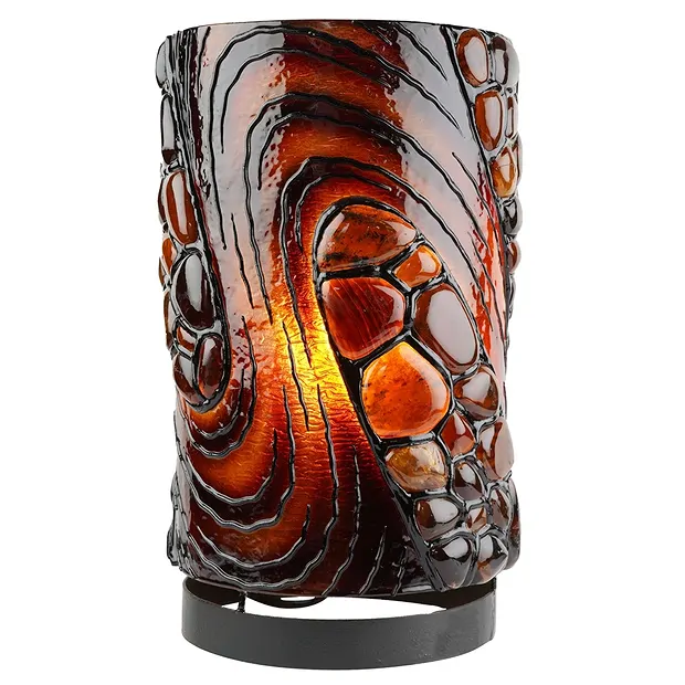 Bernsteinlampe Rund, Lava, 30 cm | Großhändler Edelsteine, Heilsteine & Schmuck