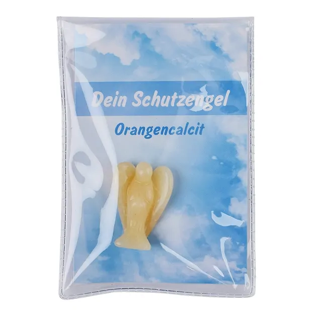 Ángel de la guarda Calcita (naranja), 03,5cm, con tarjeta informativa en bolsita | Marco Schreier