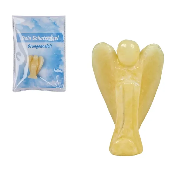 Schutzengel Calcit (orange), 03,5cm, mit Infokarte in Pouch | Marco Schreier