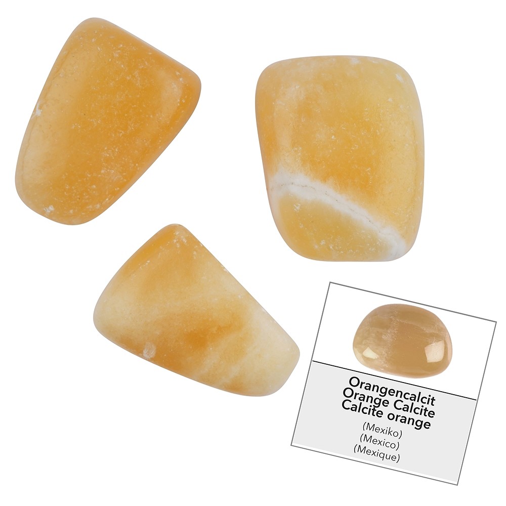 Refill pack of Tumbled Stones and stickers Calcite (orange) (24 pcs./ PU) | Marco Schreier