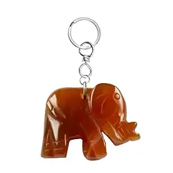 1004300622 Key Chain Elephant Carnelian (heated) | wholesale gems, healing stones & jewelry