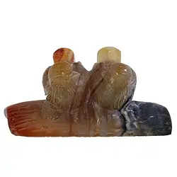 1004371515 Coppia di uccelli da incisione in corniola (bruciata), 08,5 cm | Marco Schreier