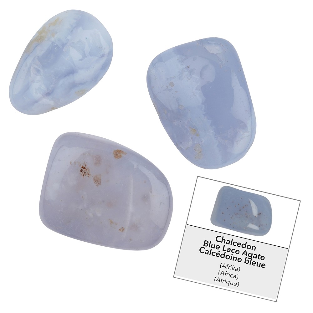 Refill pack Tumbled Stones and stickers Blue Lace Agate (24 pcs./ PU) | Marco Schreier