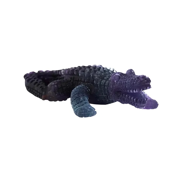 Engraving crocodile, fluorite (matt), 12cm | wholesaler gems & healing stones
