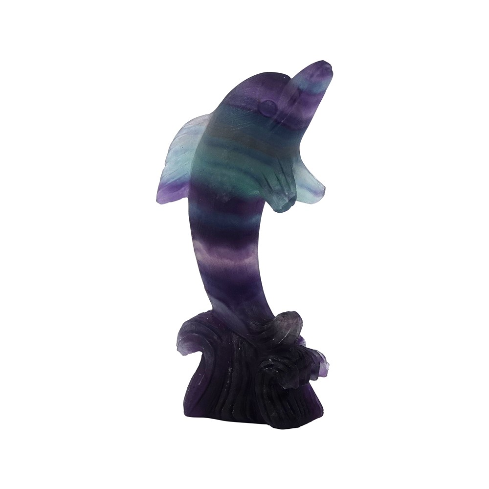 Engraving dolphin, fluorite (matt), 10cm | wholesaler gems & healing stones